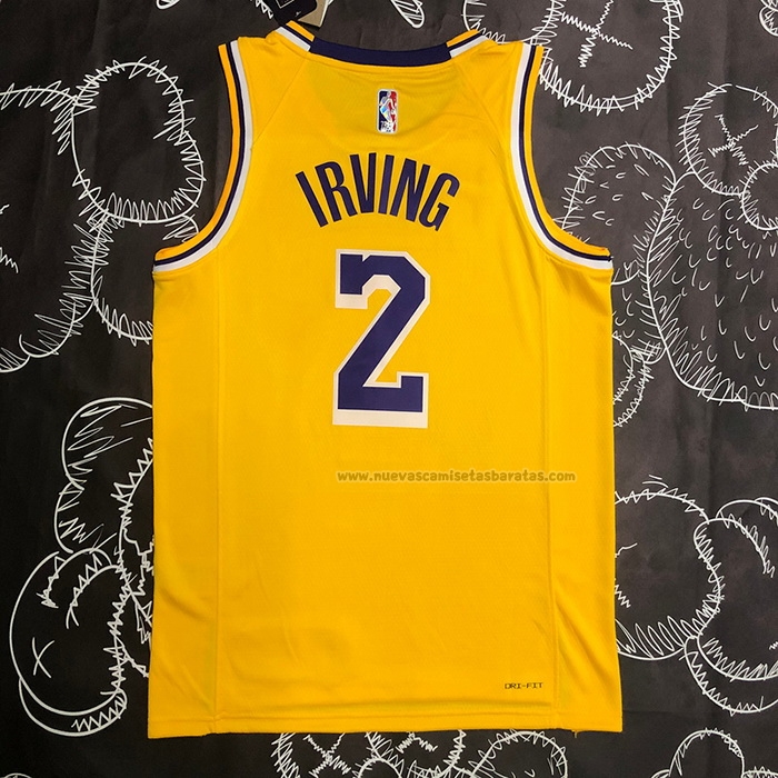 Camiseta Los Angeles Lakers Kyrie Irving NO 2 75th Anniversary 2021-22 Amarillo